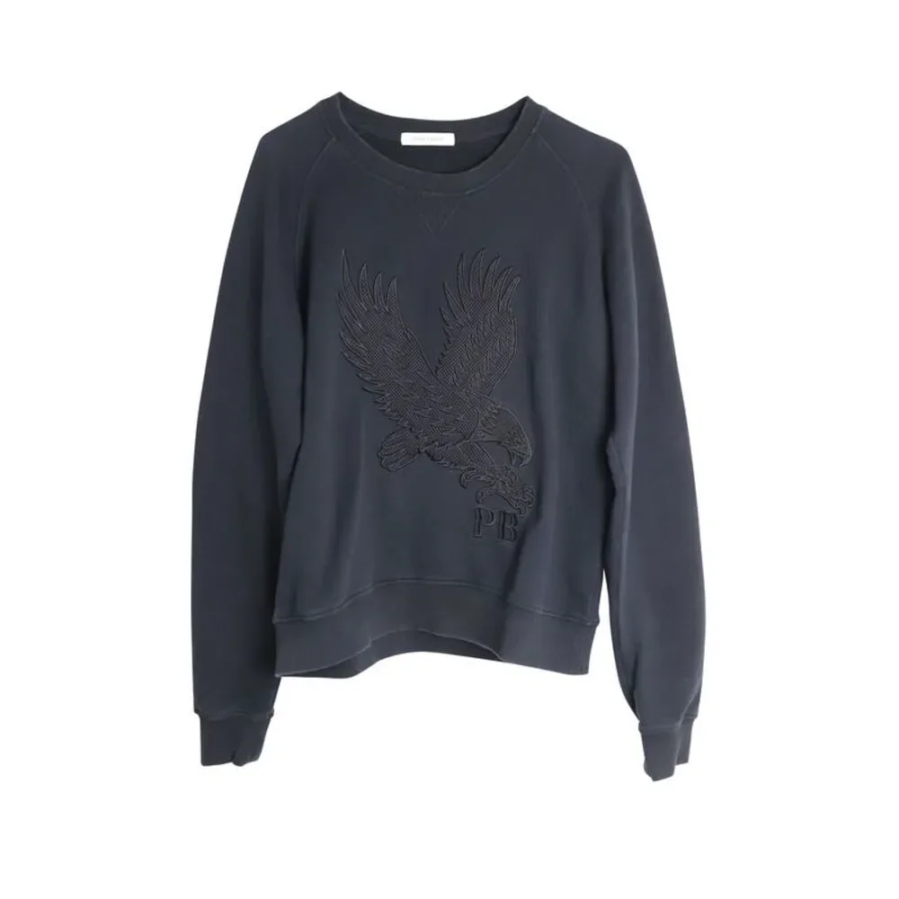 Pierre Balmain Eagle Applique Raglan Sweatshirt in Black Cotton
